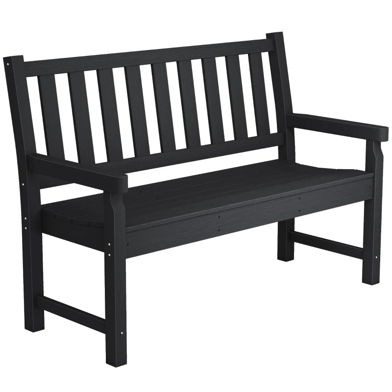 Outsunny 2-Person Garden Bench, HDPE Outdoor Bench with 530 lbs Capacity, Curved Seat for Backyard, Park, Porch, Lawn, Black
