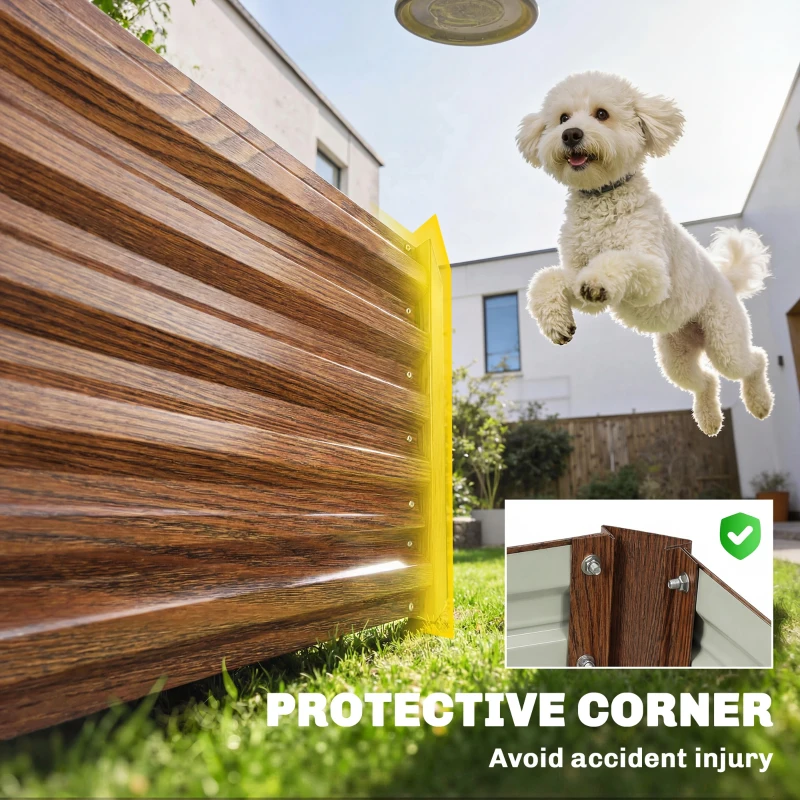 Outsunny 8 x 1.3 x 1.5ft Galvanized Raised Garden Bed, Reinforced Outdoor Planter Box with Open Bottom, Brown Wood Effect