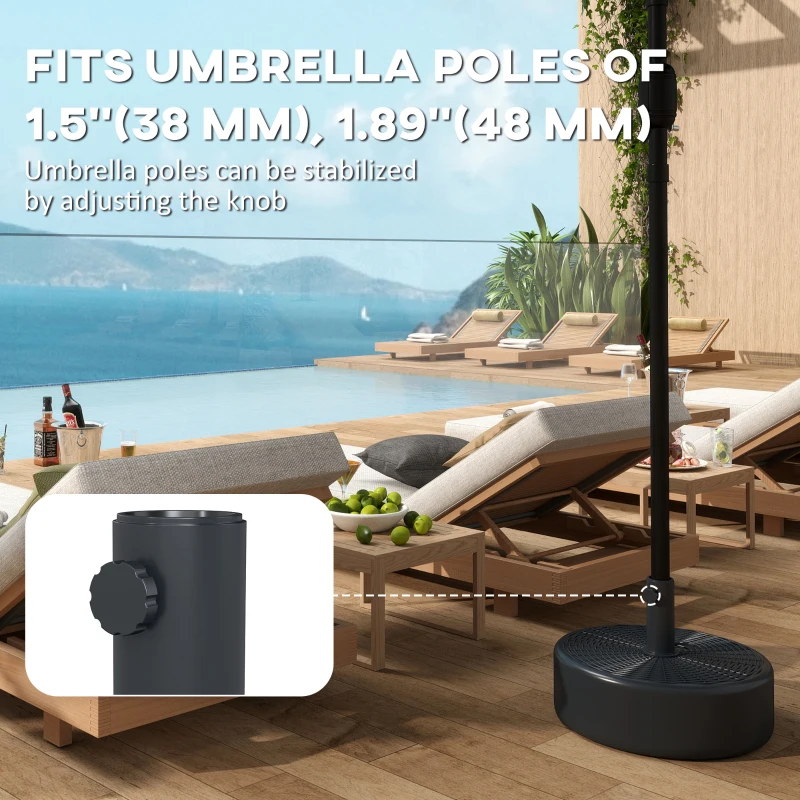 Outsunny Patio Umbrella Base with Handle Outdoor Umbrella Stand Holder for 1.5" and 1.9" Poles Black