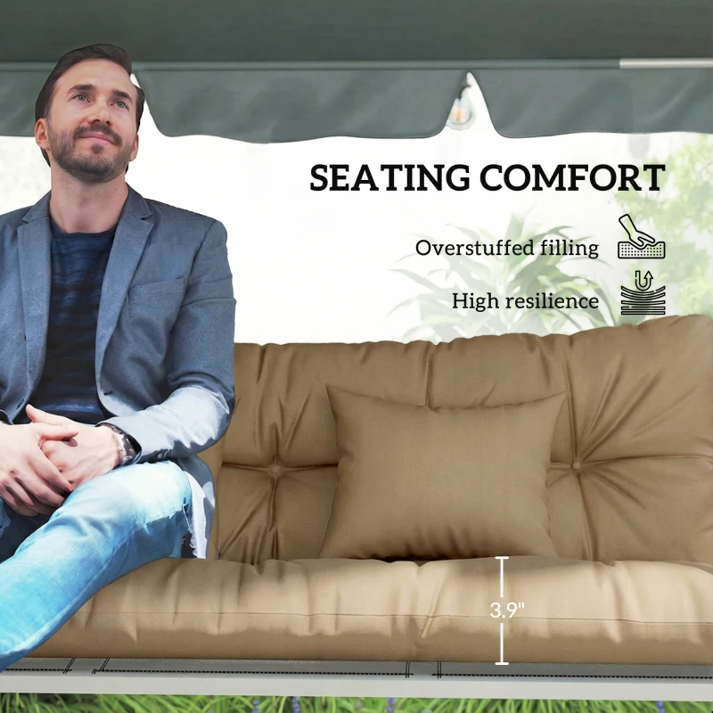 Outsunny 4-Piece Back and Seat Cushion Pillows Replacement and Pillows, Patio Chair Cushions Set with Ties, khaki