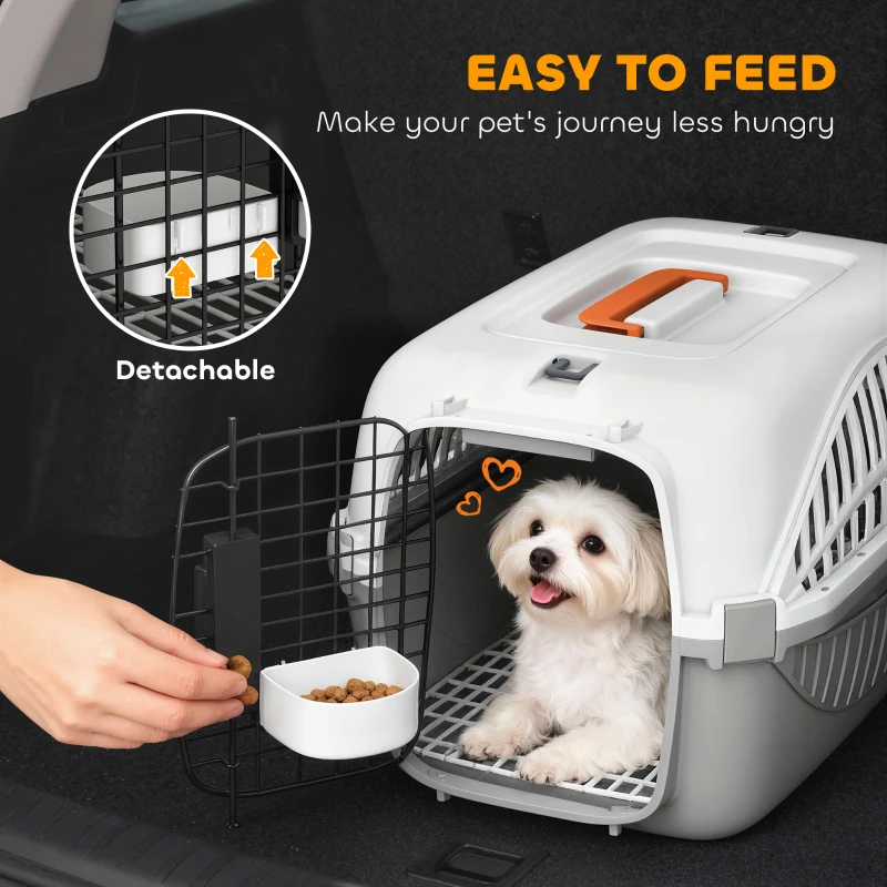 PawHut Airline Approved Pet Carrier for Mini Dogs and Cats with Steel Wire Door, Water Bowl, for Car, Airplane, Outdoor
