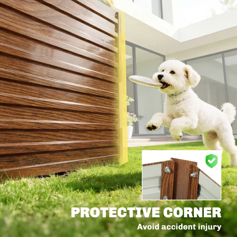 Outsunny 8' x 4' x 2' Raised Garden Bed, Galvanized Planter Box for Growing Flowers, Herbs and Vegetables Dark Brown Wood Effect