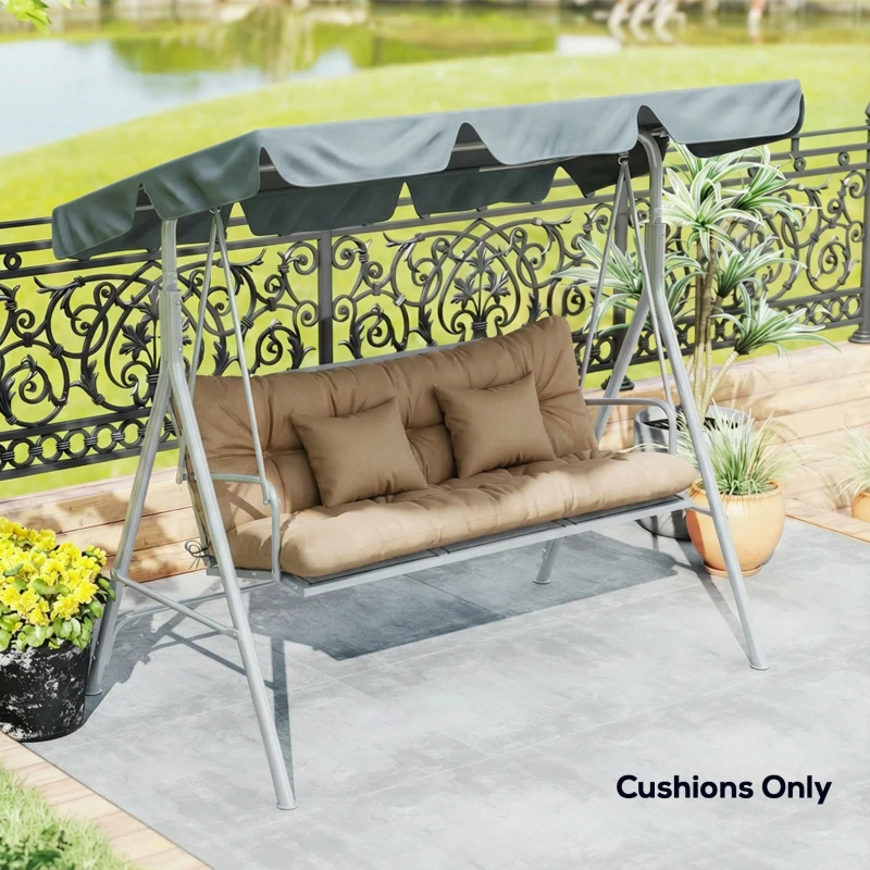 Outsunny 4-Piece Back and Seat Cushion Pillows Replacement and Pillows, Patio Chair Cushions Set with Ties, khaki