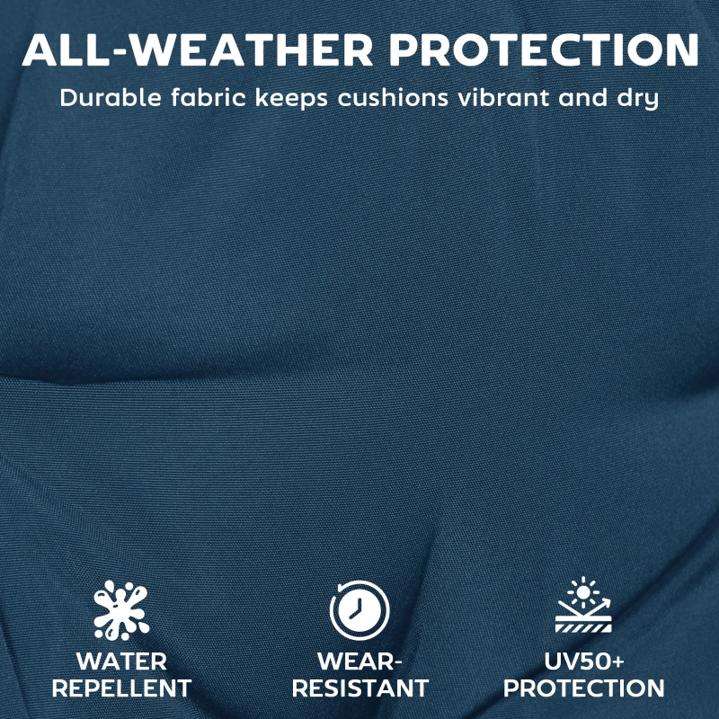 Outsunny Set of 2 Chaise Lounge Cushion, 4" Thick Outdoor Lounge Chair Cushions with Ties for Patio, 21" x 72 ", Navy Blue