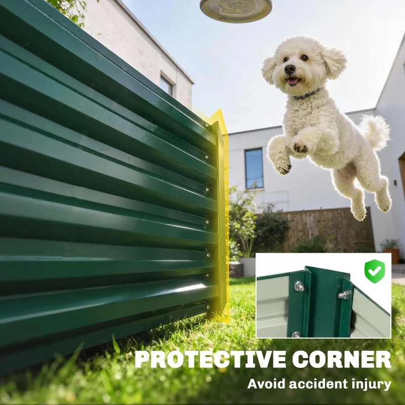 Outsunny 8 x 2.6 x 1.5ft Galvanized Raised Garden Bed, Reinforced Outdoor Planter Box with Open Bottom, Green