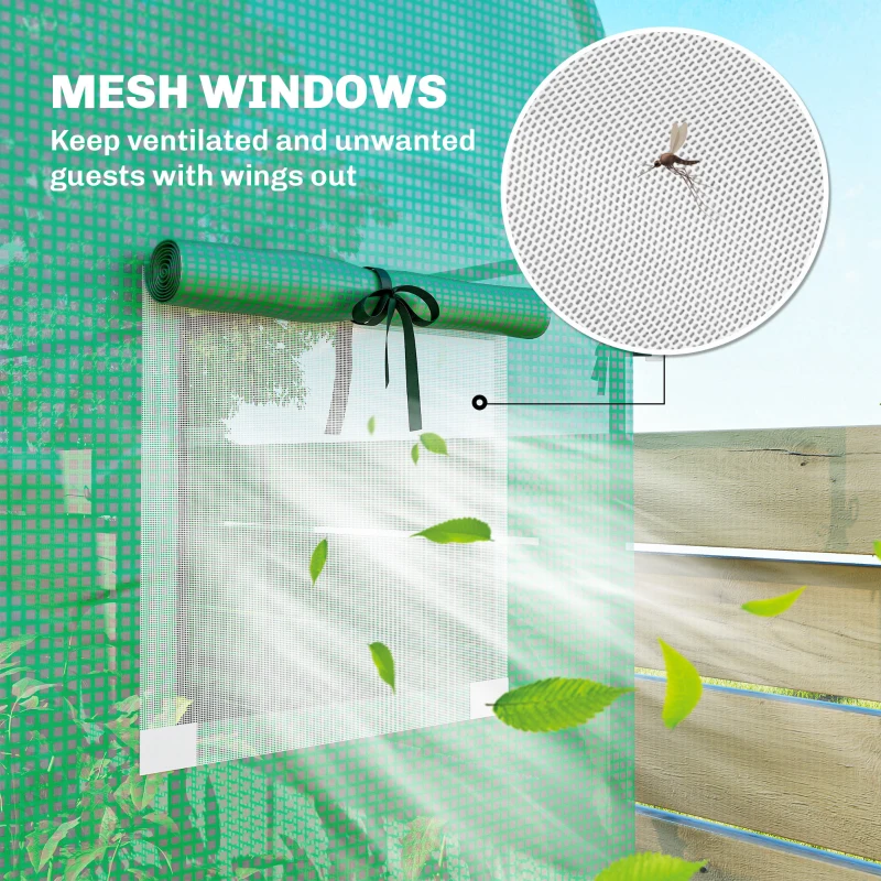 Outsunny Mini Greenhouse, Portable Garden Green House with Roll-up Door and Mesh Windows, 6' x 2' x 6.6', Green