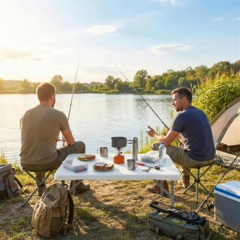 Outsunny Folding Picnic Table Heavy Duty Camping Table 34" x 34", Indoor Outdoor Use for Picnic, Beach, BBQ, White