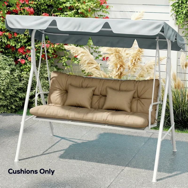 Outsunny 4-Piece Back and Seat Cushion Pillows Replacement and Pillows, Patio Chair Cushions Set with Ties, khaki