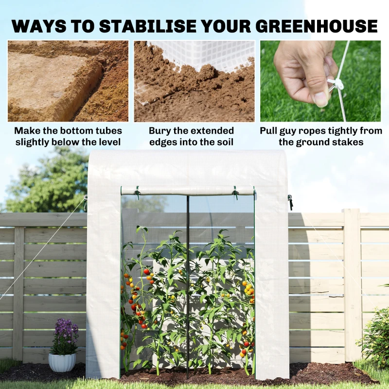 Outsunny Mini Greenhouse, Portable Garden Green House with Roll-up Door and Mesh Windows, 6' x 2' x 6.6', White
