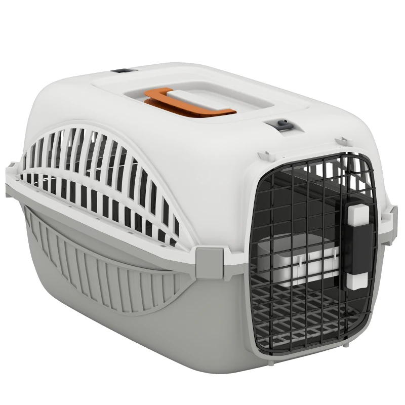 PawHut Airline Approved Pet Carrier for Mini Dogs and Cats with Steel Wire Door, Water Bowl, for Car, Airplane, Outdoor