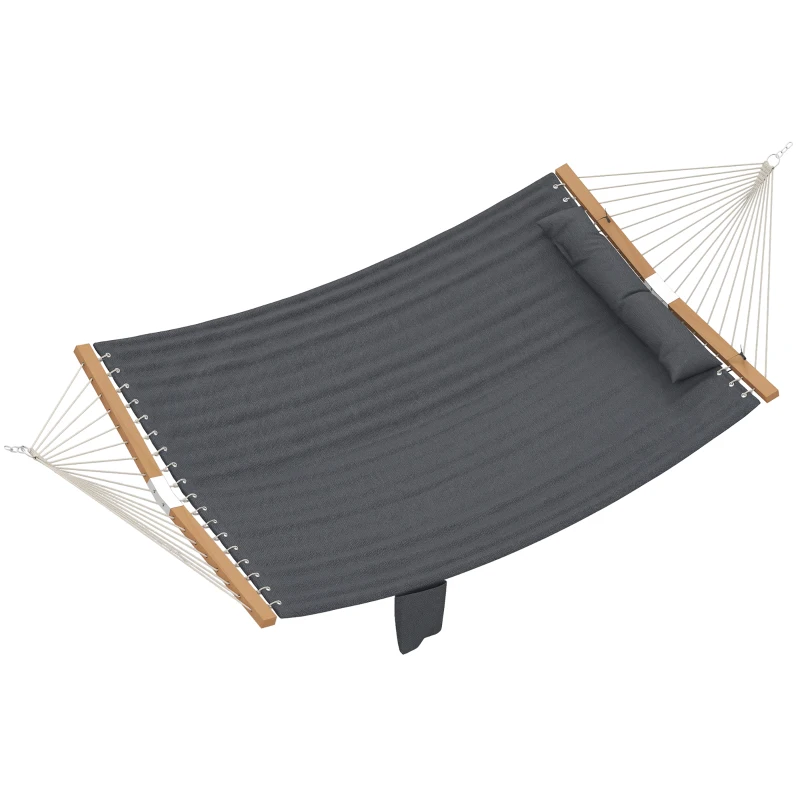 Outsunny Outdoor Hammock 2-Person, with Pillow & Pad, 440 lbs Capacity, Gray