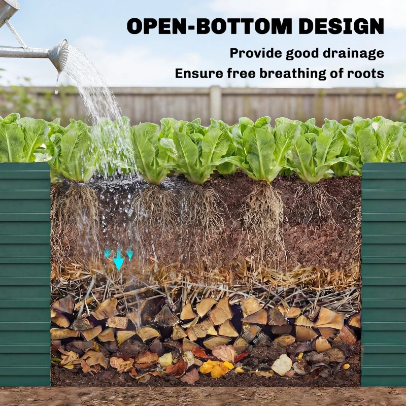 Outsunny 5' x 3' x 2' Raised Garden Bed, Galvanized Planter Box for Growing Flowers, Herbs and Vegetables, Green