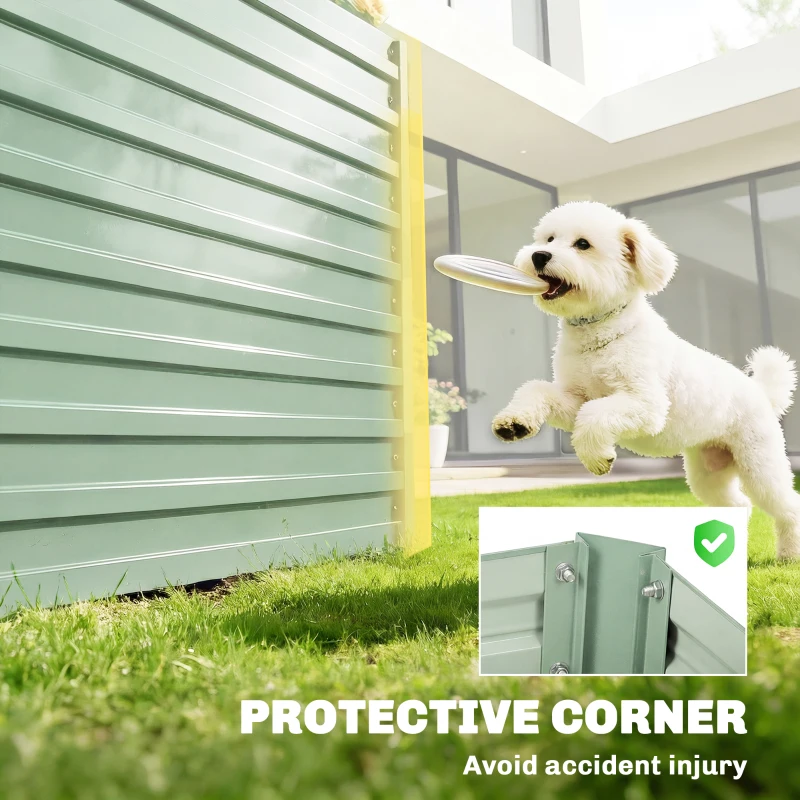 Outsunny 8' x 4' x 2' Raised Garden Bed, Galvanized Planter Box for Growing Flowers, Herbs and Vegetables, Light Green