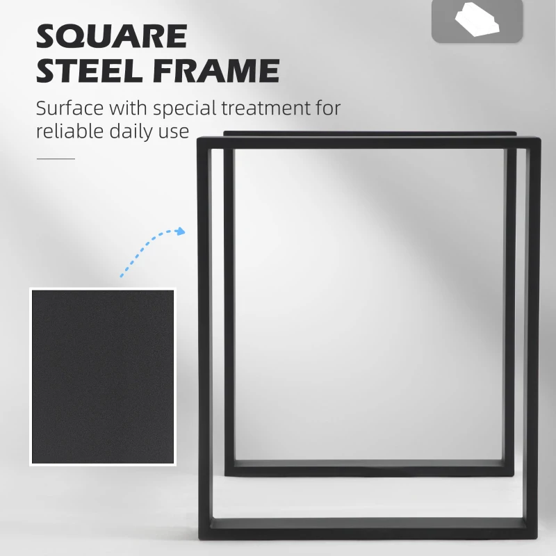 HOMCOM Metal Table Legs Set of 2, Square DIY Furniture Table Legs with Screws and Floor Protectors