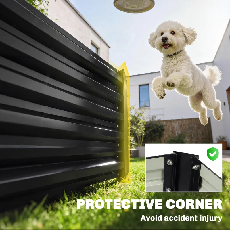 Outsunny 8 x 1.3 x 1.5ft Galvanized Raised Garden Bed, Reinforced Outdoor Planter Box with Open Bottom, Black