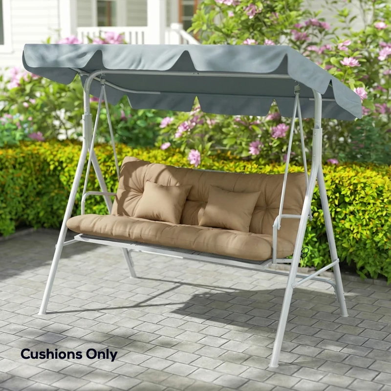 Outsunny 4-Piece Back and Seat Cushion Pillows Replacement and Pillows, Patio Chair Cushions Set with Ties, khaki