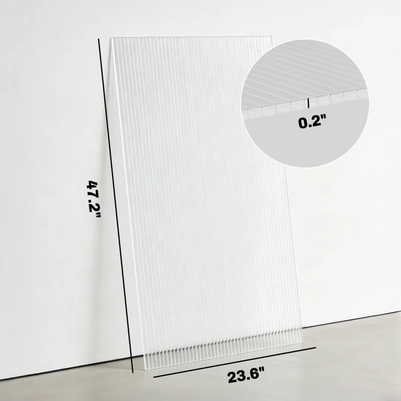 Outsunny Polycarbonate Greenhouse Panels UV Protected Twin-Wall Polycarbonate Sheet 47.2" x 23.6" 10 Pack Clear