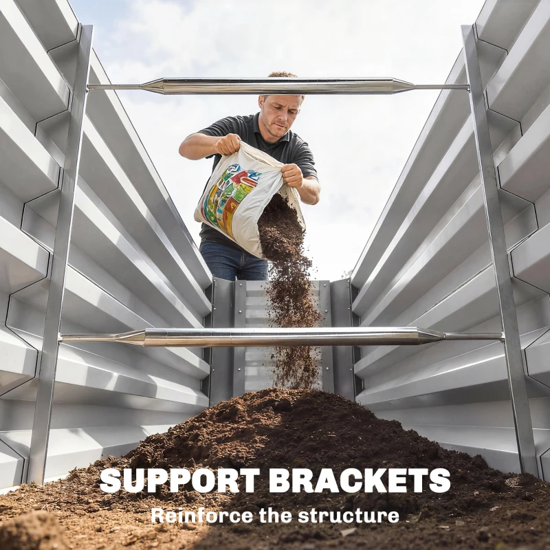 Outsunny 8 x 1.3 x 1.5ft Galvanized Raised Garden Bed, Reinforced Outdoor Planter Box with Open Bottom, Silver