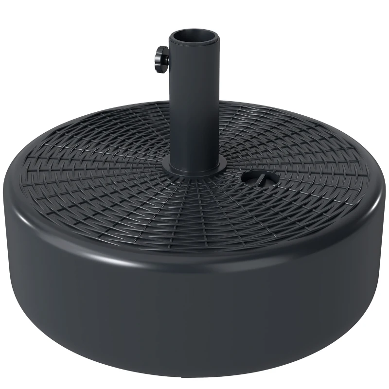 Outsunny Patio Umbrella Base with Handle Outdoor Umbrella Stand Holder for 1.5" and 1.9" Poles Black