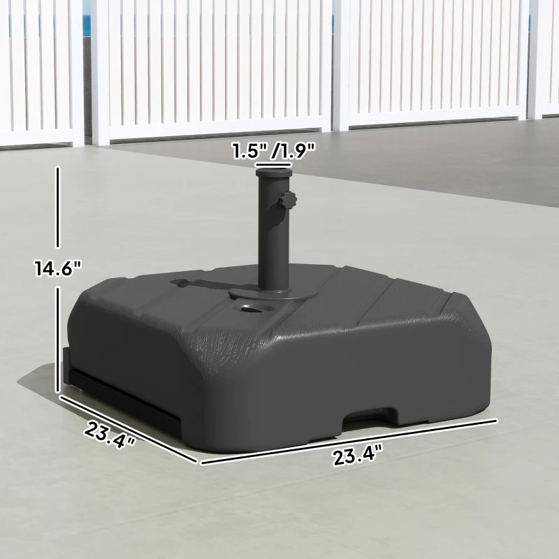 Outsunny Patio Umbrella Base with Wheels, Telescopic Handle, 158 lb Stand or 99 lb Water Filled Umbrella Stand, Black