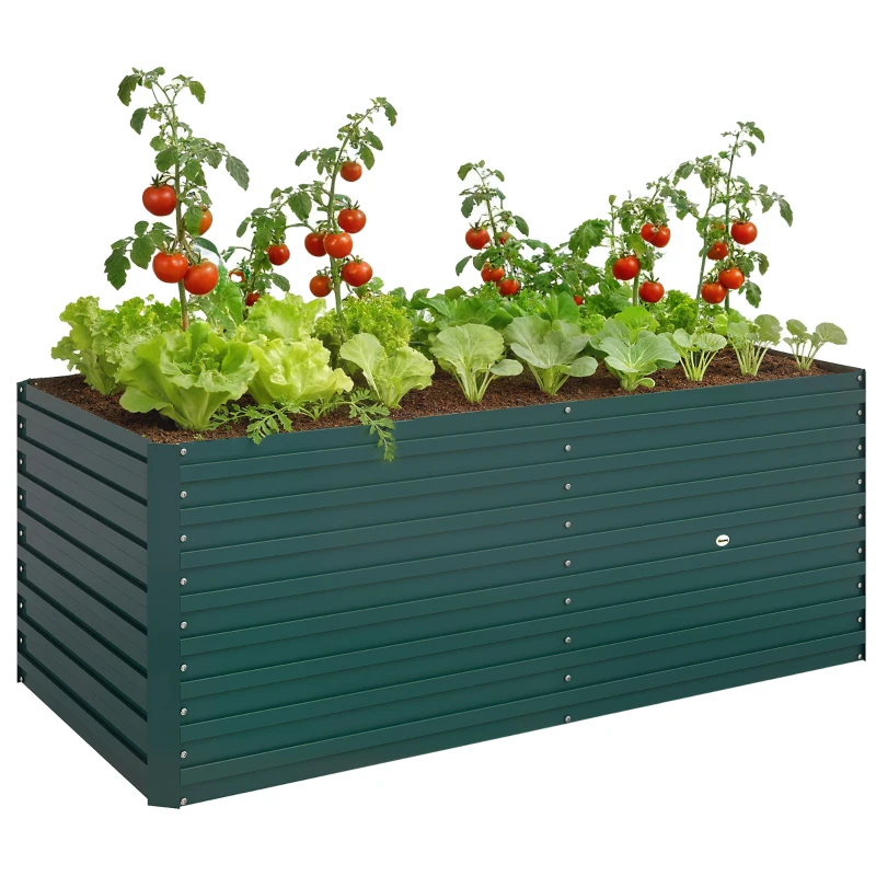Outsunny 5' x 3' x 2' Raised Garden Bed, Galvanized Planter Box for Growing Flowers, Herbs and Vegetables, Green