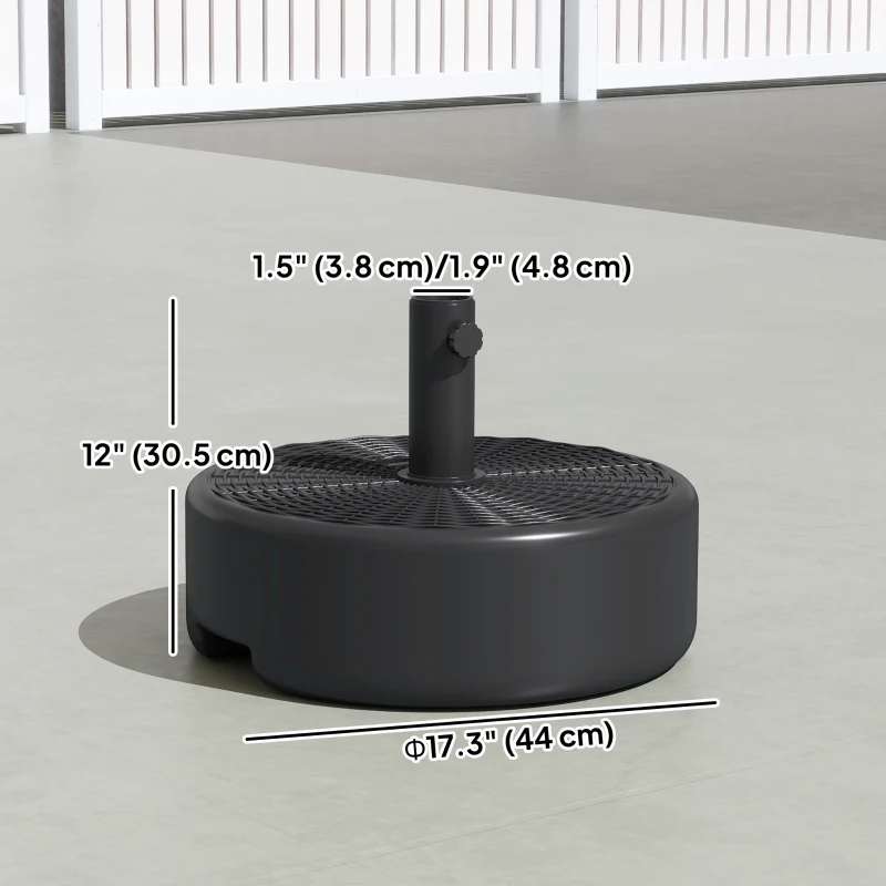 Outsunny Patio Umbrella Base with Handle Outdoor Umbrella Stand Holder for 1.5" and 1.9" Poles Black
