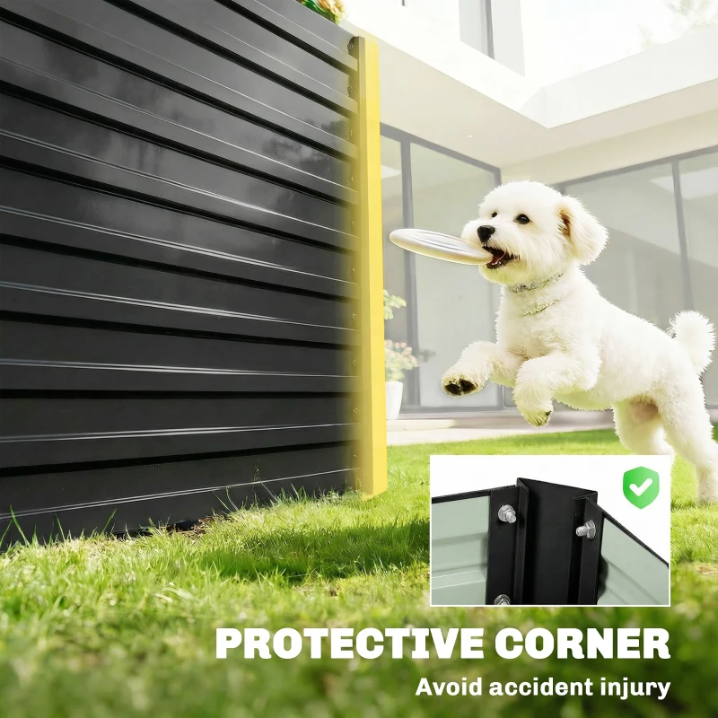 Outsunny 8' x 4' x 2' Raised Garden Bed, Galvanized Planter Box for Growing Flowers, Herbs and Vegetables, Black