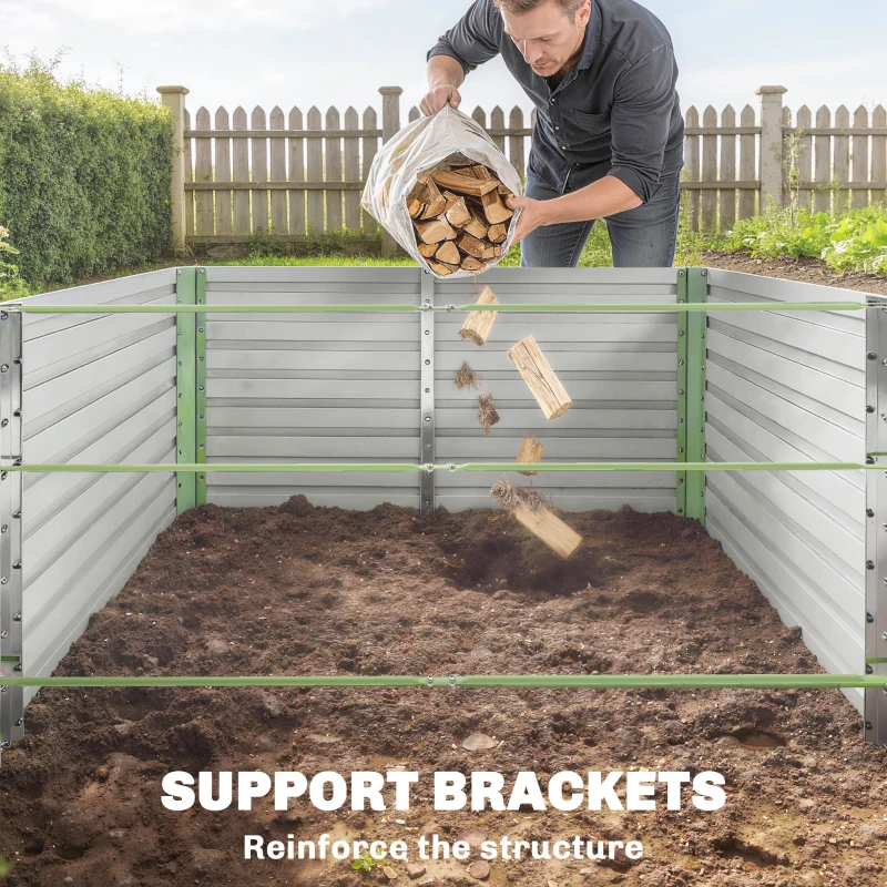 Outsunny 8' x 4' x 2' Raised Garden Bed, Galvanized Planter Box for Growing Flowers, Herbs and Vegetables, Light Green