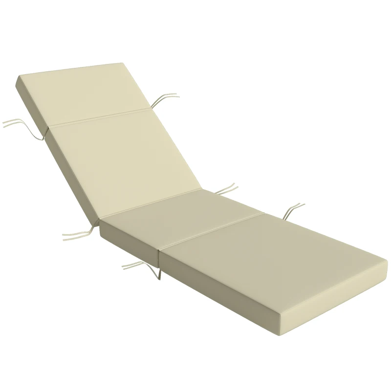 Outsunny Chaise Lounge Cushion, 4" Thick Outdoor Lounge Chair Cushions with Ties for Patio, 26" x 80 ", Cream White