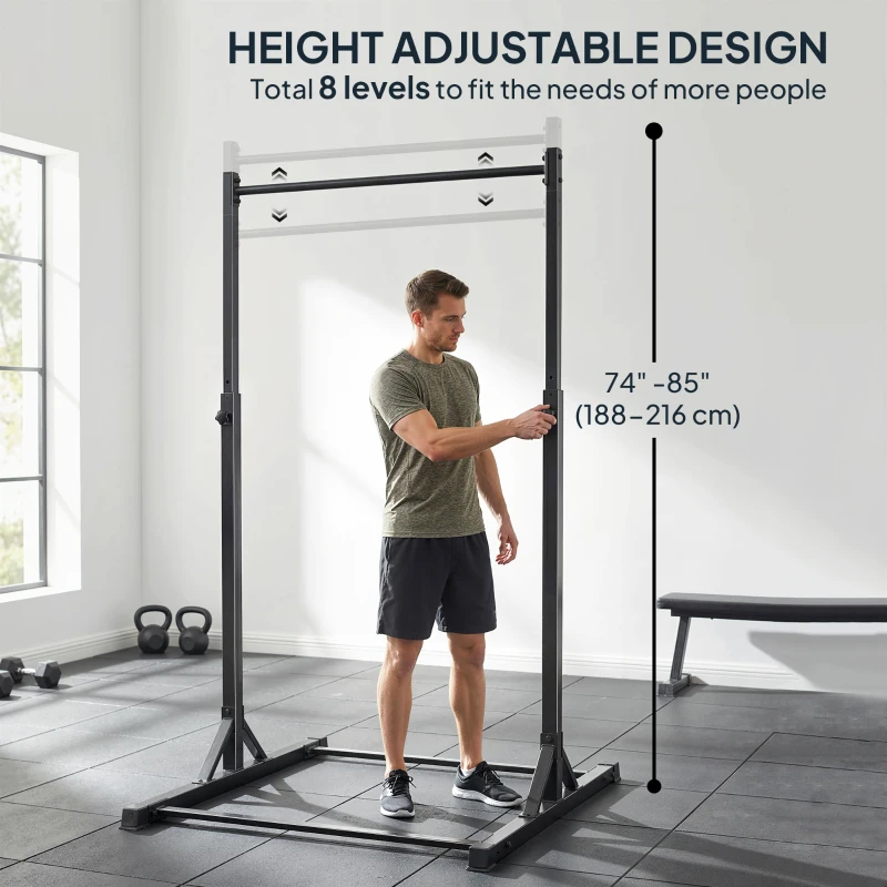 Soozier Portable Pull Up Station, Height Adjustable Pull Up Bar with 8 Levels for Home Gym Strength Training, 440LBS Capacity