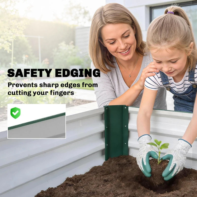 Outsunny 8 x 2.6 x 1.5ft Galvanized Raised Garden Bed, Reinforced Outdoor Planter Box with Open Bottom, Green