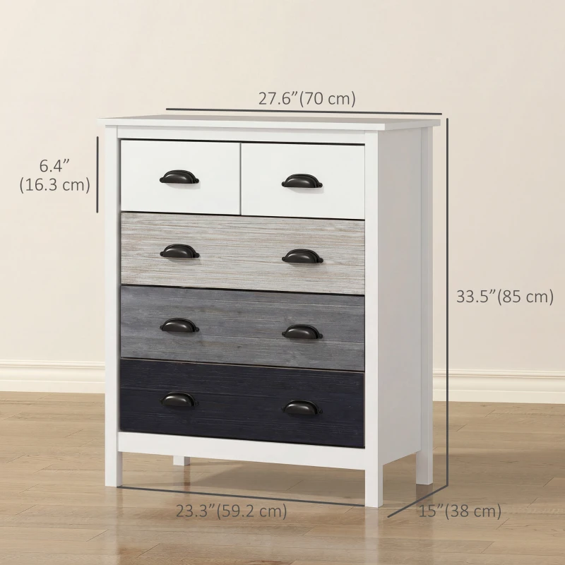 HOMCOM 5 Drawer Dresser for Bedroom, Chest of Drawers with Table Top, Clothes Closet for Living Room, Multi-Color