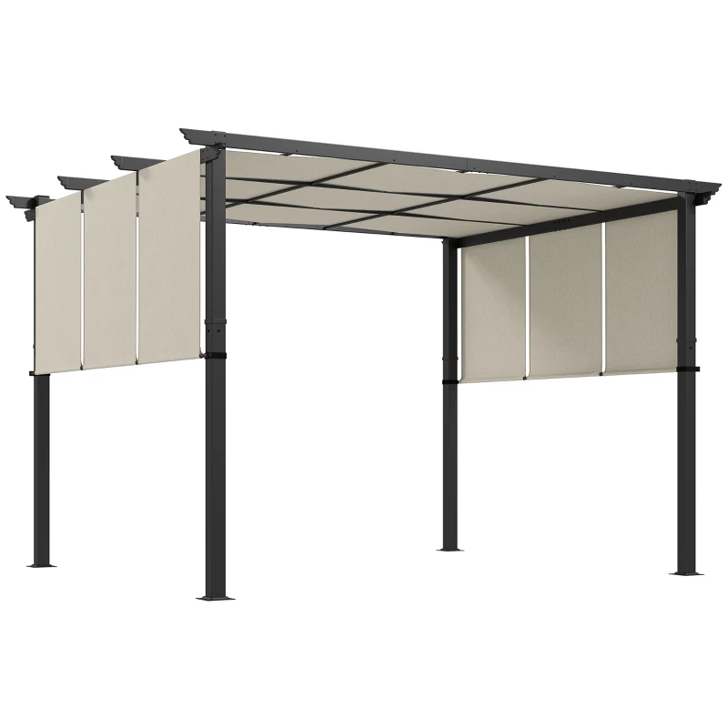 Outsunny 10' x 12' Metal Pergola, Outdoor Pergola with Retractable Canopy, for Garden, Patio, Backyard, Deck
