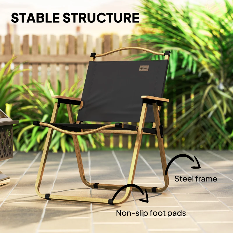 Outsunny Camping Chair, Lightweight Folding Chair, Portable Armchair, Excellent for Festivals, Fishing, Dark Grey