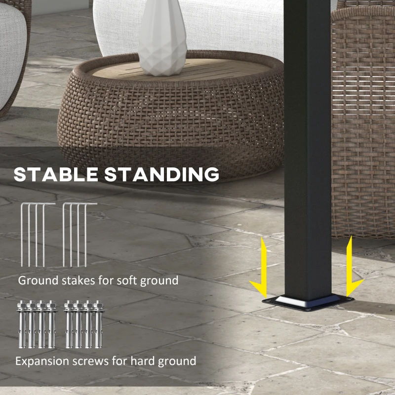 Outsunny 10' x 12' Metal Pergola, Outdoor Pergola with Retractable Canopy, for Garden, Patio, Backyard, Deck