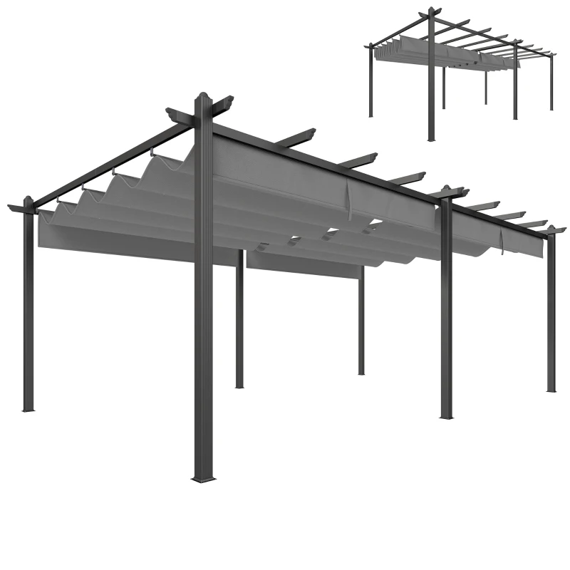 Outsunny 11.7' x 19.6' Retractable Pergola Canopy, Aluminum Pergola for Grill, Patio, Garden, Deck