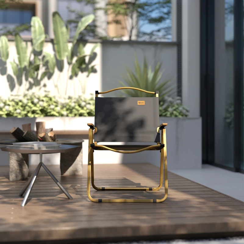 Outsunny Camping Chair, Lightweight Folding Chair, Portable Armchair, Excellent for Festivals, Fishing, Dark Grey