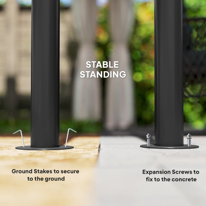 Outsunny 10' x 12' Outdoor Gazebo Canopy, Double Roof Hardtop Gazebo with Polycarbonate Roof, Steel Frame, Nettings and Curtains