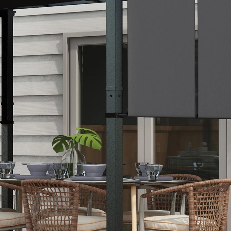 Outsunny 10' x 12' Metal Pergola, Outdoor Pergola with Retractable Canopy, for Garden, Patio, Backyard, Deck