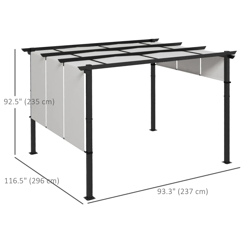 Outsunny 10' x 12' Metal Pergola, Outdoor Pergola with Retractable Canopy, for Garden, Patio, Backyard, Deck