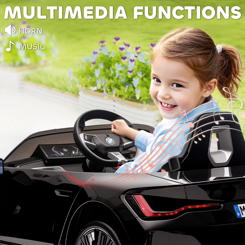 Aosom 12V Electric Ride on Car with Remote Control, 3.1 MPH Kids Ride-on Toy for Boys and Girls with Portable Battery, Suspension System, Horn Honking, Music, Lights, Black