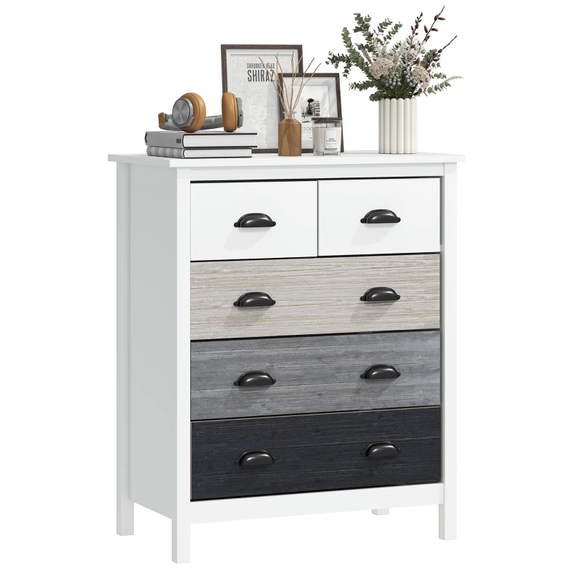 HOMCOM 5 Drawer Dresser for Bedroom, Chest of Drawers with Table Top, Clothes Closet for Living Room, Multi-Color