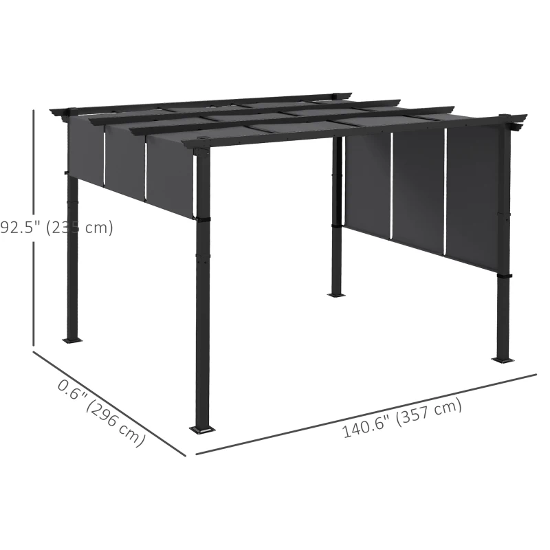 Outsunny 10' x 12' Metal Pergola, Outdoor Pergola with Retractable Canopy, for Garden, Patio, Backyard, Deck