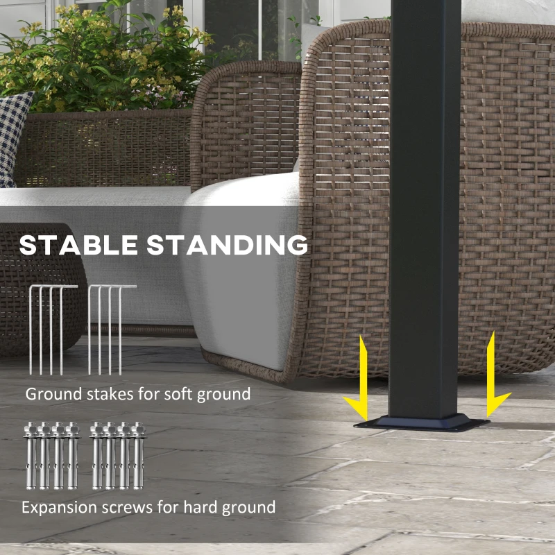 Outsunny 10' x 12' Metal Pergola, Outdoor Pergola with Retractable Canopy, for Garden, Patio, Backyard, Deck