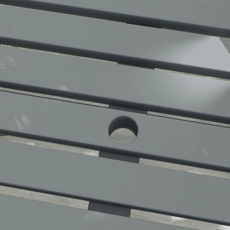 Outsunny Wood Picnic Table, Camping Table and Bench Set with Umbrella Hole for Outdoor, Garden, Patio, Backyard, Grey