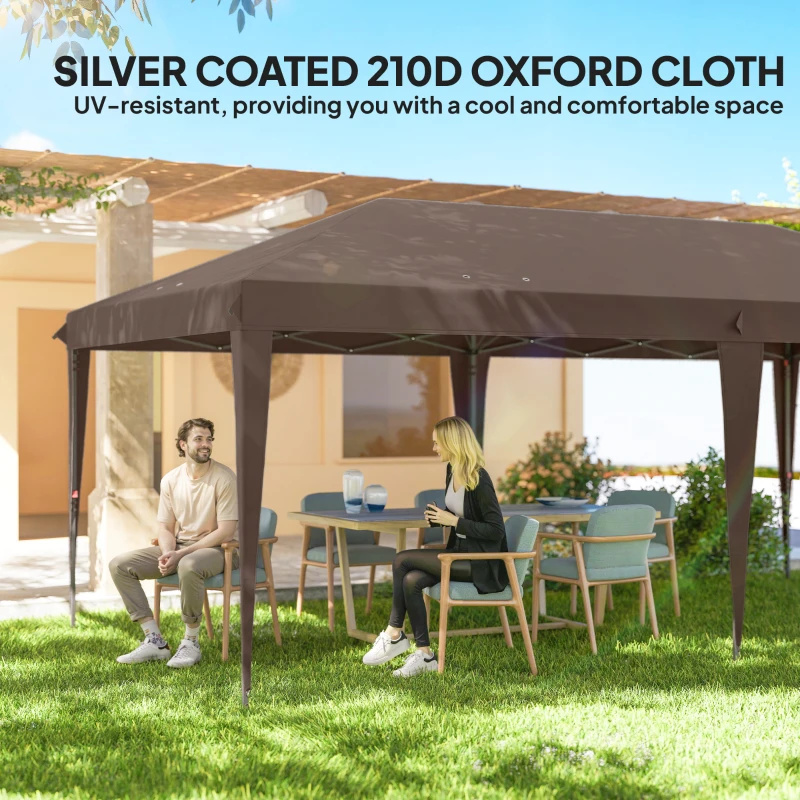 Outsunny 10' x 20' Outdoor Pop Up Canopy Tent Party Tent Instant Shelter W/ Carrying Bag, Coffee
