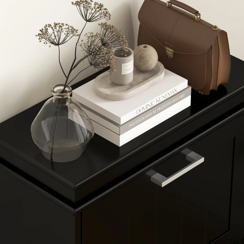 HOMCOM Slim Shoe Cabinet with 3 Flip Drawers and Adjustable Shelves, Narrow Shoe Cabinet for 15 Pairs of Shoes, Black