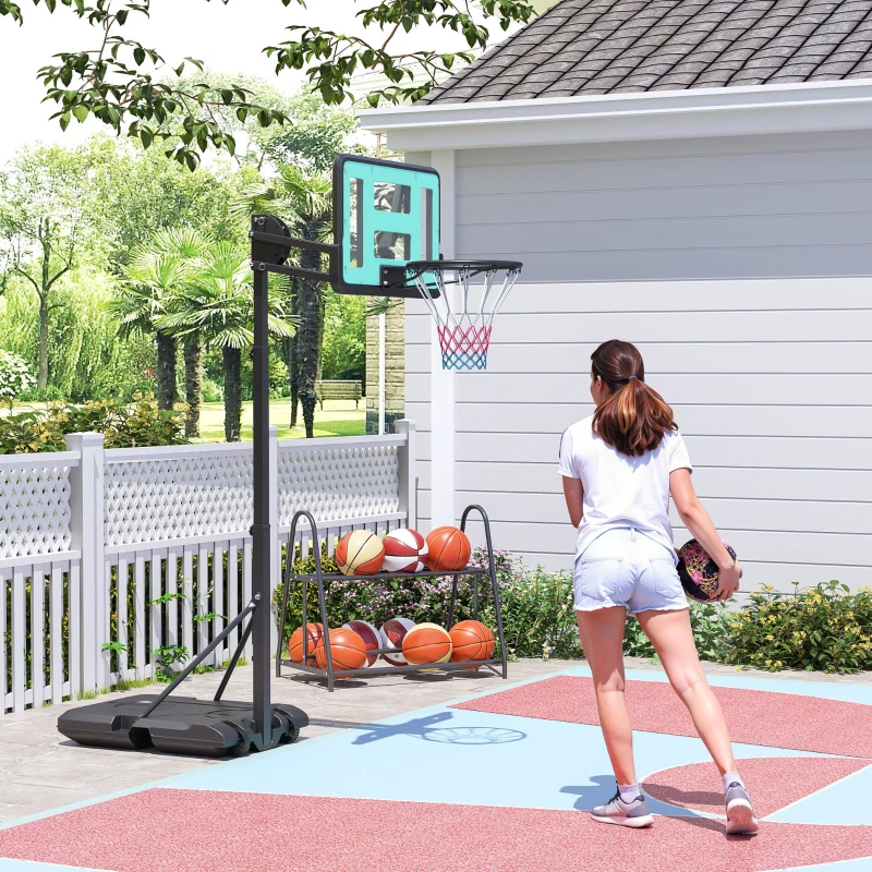 Soozier Basketball Hoop Outdoor, Basketball Hoop and Stand with Weighted Base and Shatterproof Backboard, 57.5"-92.9", Black