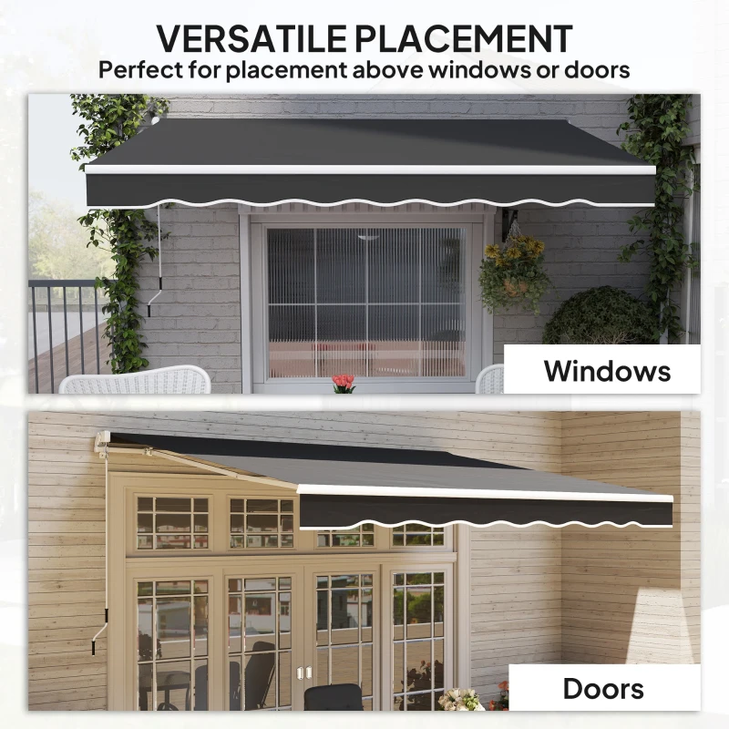 Outsunny 8' x 7' Retractable Awning, Patio Awnings, Sunshade Shelter with 280 g/m² UV & Water-Resistant Fabric, Black