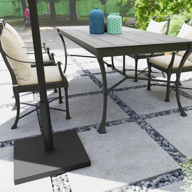 Outsunny Patio Umbrella Base, 40 lbs Concrete Heavy Duty Umbrella Base for 1.5"/1.9", Black